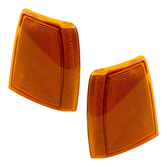 Brock Replacement Driver and Passenger Front Signal Side Marker Lights Amber Lamps Compatible with 91-94 Bronco II Ranger Pickup Explorer