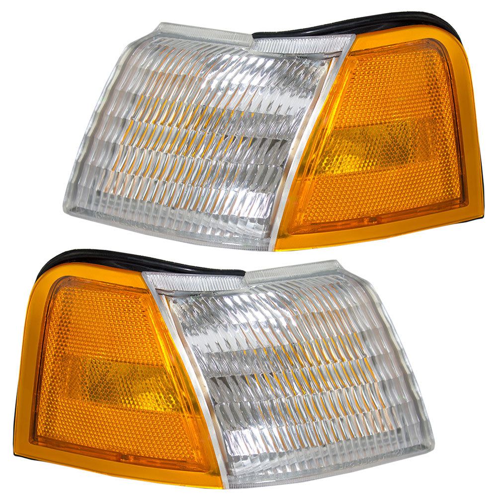 Brock Replacement Driver and Passenger Park Signal Corner Marker Lights Lamps Compatible with 1989-1995 Cougar Thunderbird F4SZ13201A F4SZ13200A