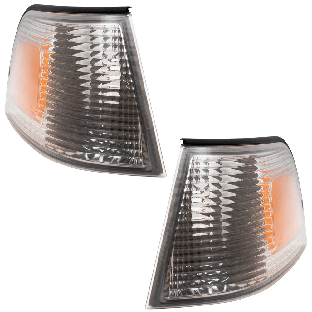 Brock Replacement Driver and Passenger Park Signal Side Marker Lights Lamps Lenses Compatible with 1998-2011 Crown Victoria XW7Z15A201BA 5W7Z15A201AA