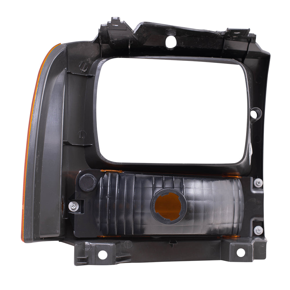Brock Replacement Drivers Park Signal Front Marker Light with Black Bezel Compatible with 2005-2007 F250 F350 Super Duty Pickup Truck 6C3Z 13201 AAA
