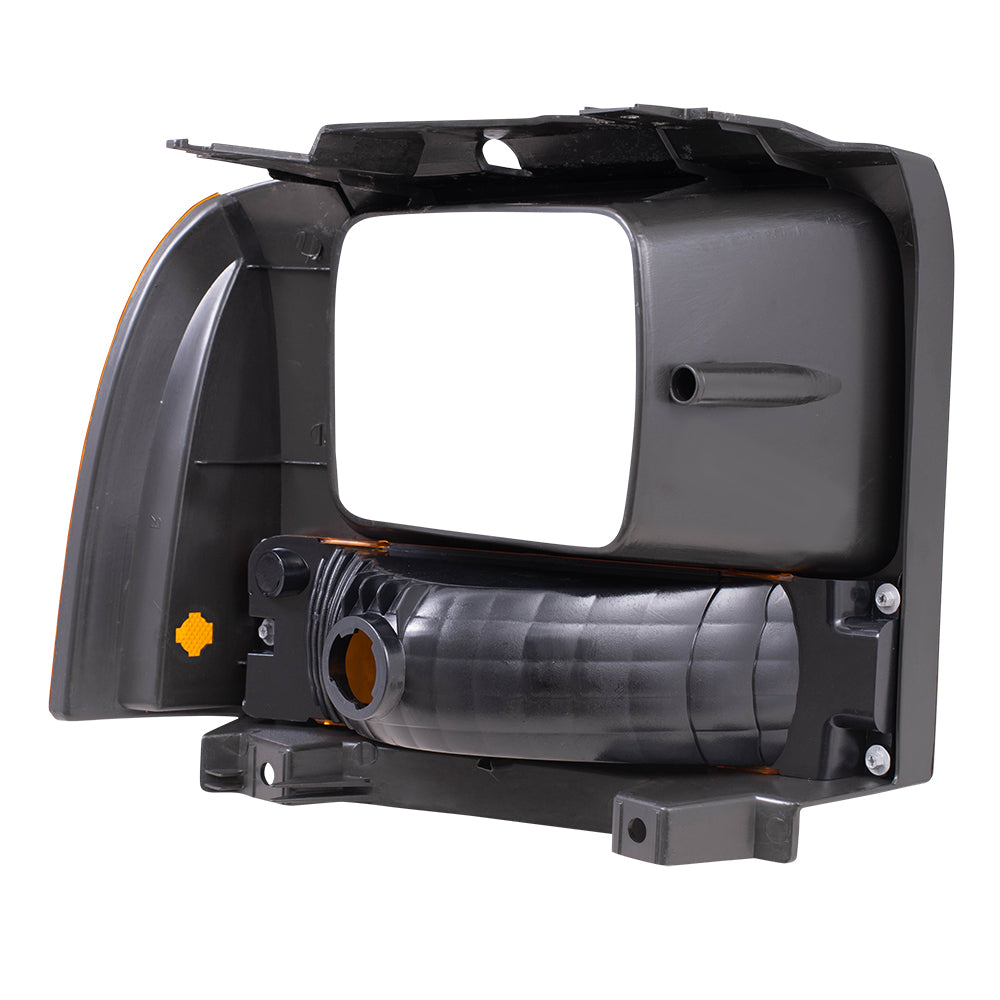 Brock Replacement Drivers Park Signal Front Marker Light with Black Bezel Compatible with 2005-2007 F250 F350 Super Duty Pickup Truck 6C3Z 13201 AAA
