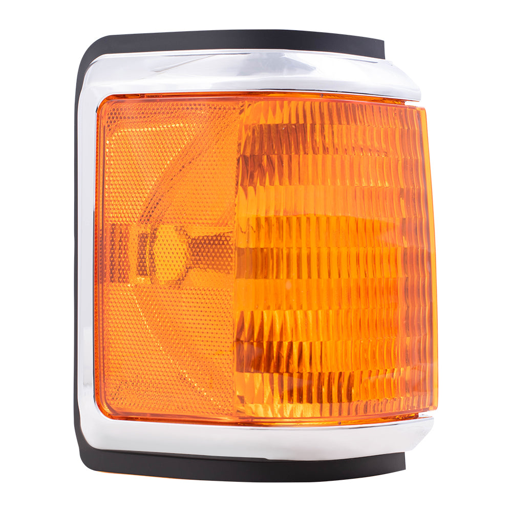 Brock Replacement Driver and Passenger Park Signal Corner Marker Light Lamp with Chrome Trim Compatible with 1987-1991 Pickup Truck Bronco E9TZ 13201 E E9TZ 13200 E