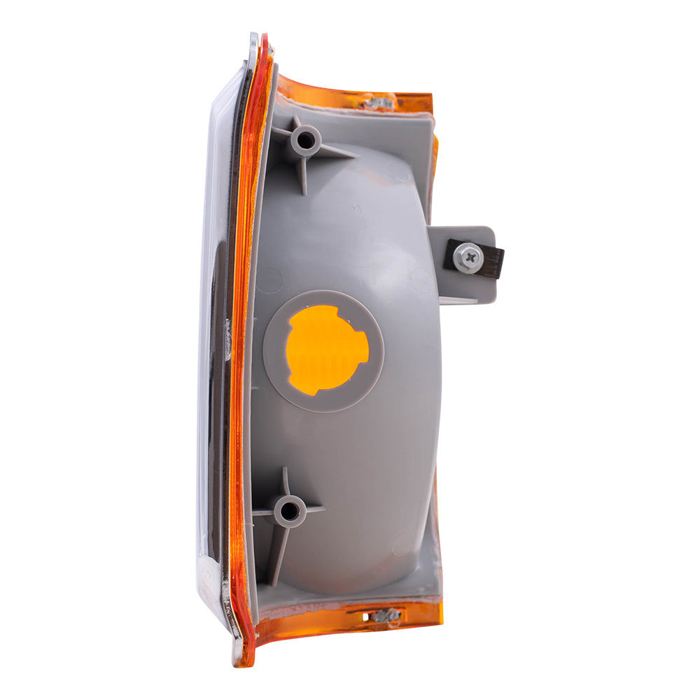 Brock Replacement Drivers Park Signal Corner Marker Light with Chrome Trim Compatible with 1987-1991 Pickup Truck Bronco E9TZ 13201 E