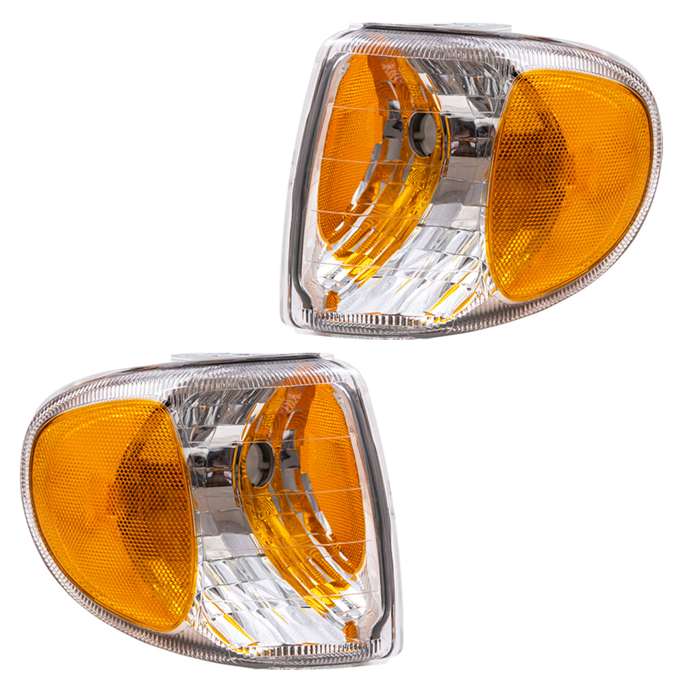 Brock Aftermarket Replacement Driver Left Passenger Right Park/Signal Light Unit Set Compatible with 1998-2001 Mercury Mountaineer
