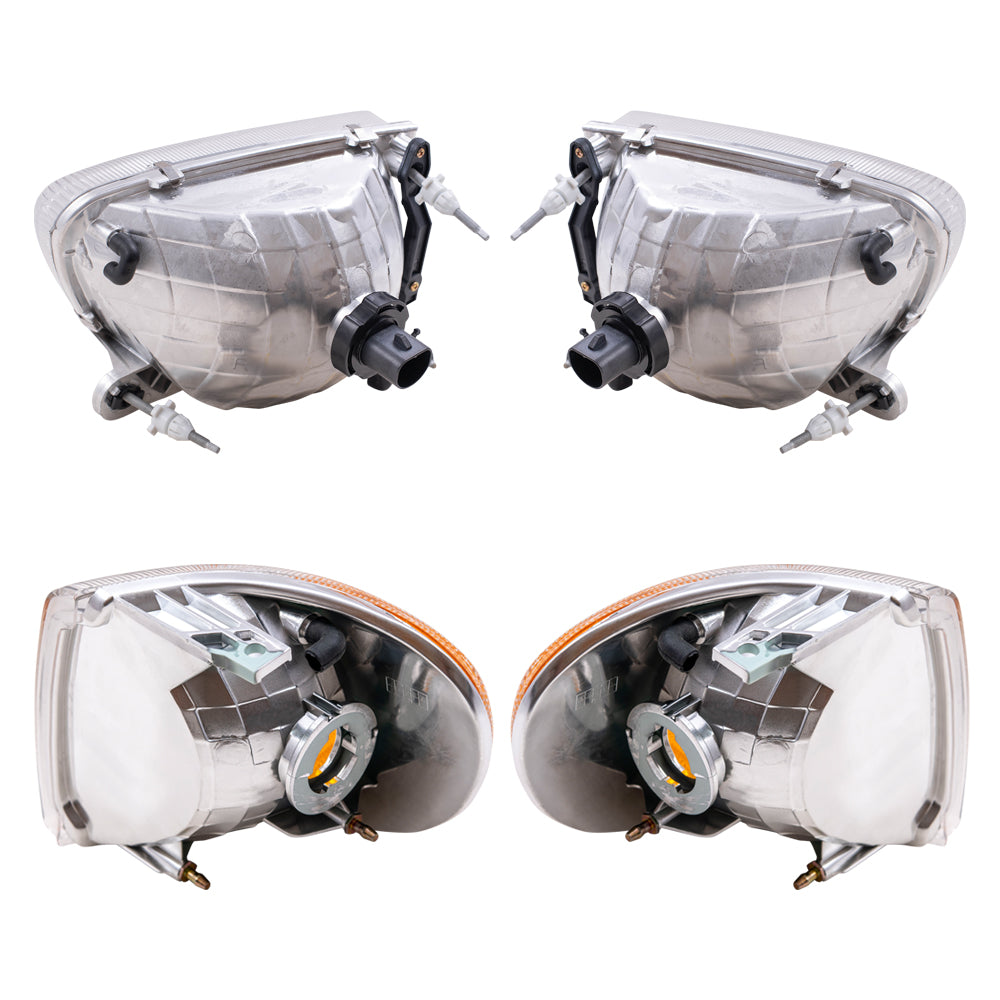 Brock Aftermarket Replacement Driver Left Passenger Right Halogen Headlight And Park/Signal Light 4 Piece Set Compatible with 1998-2001 Mercury Mountaineer