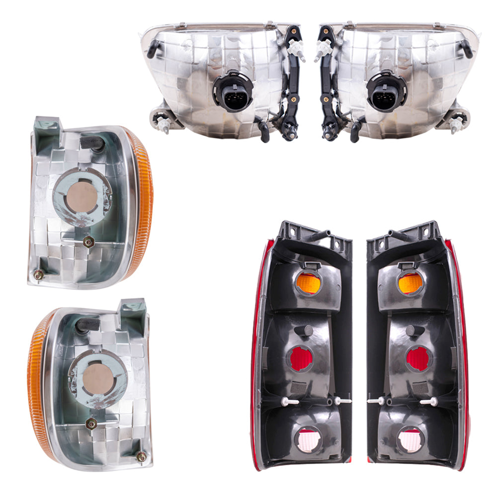 Brock Aftermarket Replacement Driver Left Passenger Right Headlight-Park/Signal Light-Tail Light 6 Piece Set Compatible with 1998-2001 Mercury Mountaineer