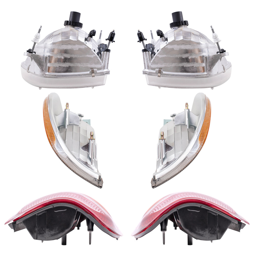 Brock Aftermarket Replacement Driver Left Passenger Right Headlight-Park/Signal Light-Tail Light 6 Piece Set Compatible with 1998-2001 Mercury Mountaineer