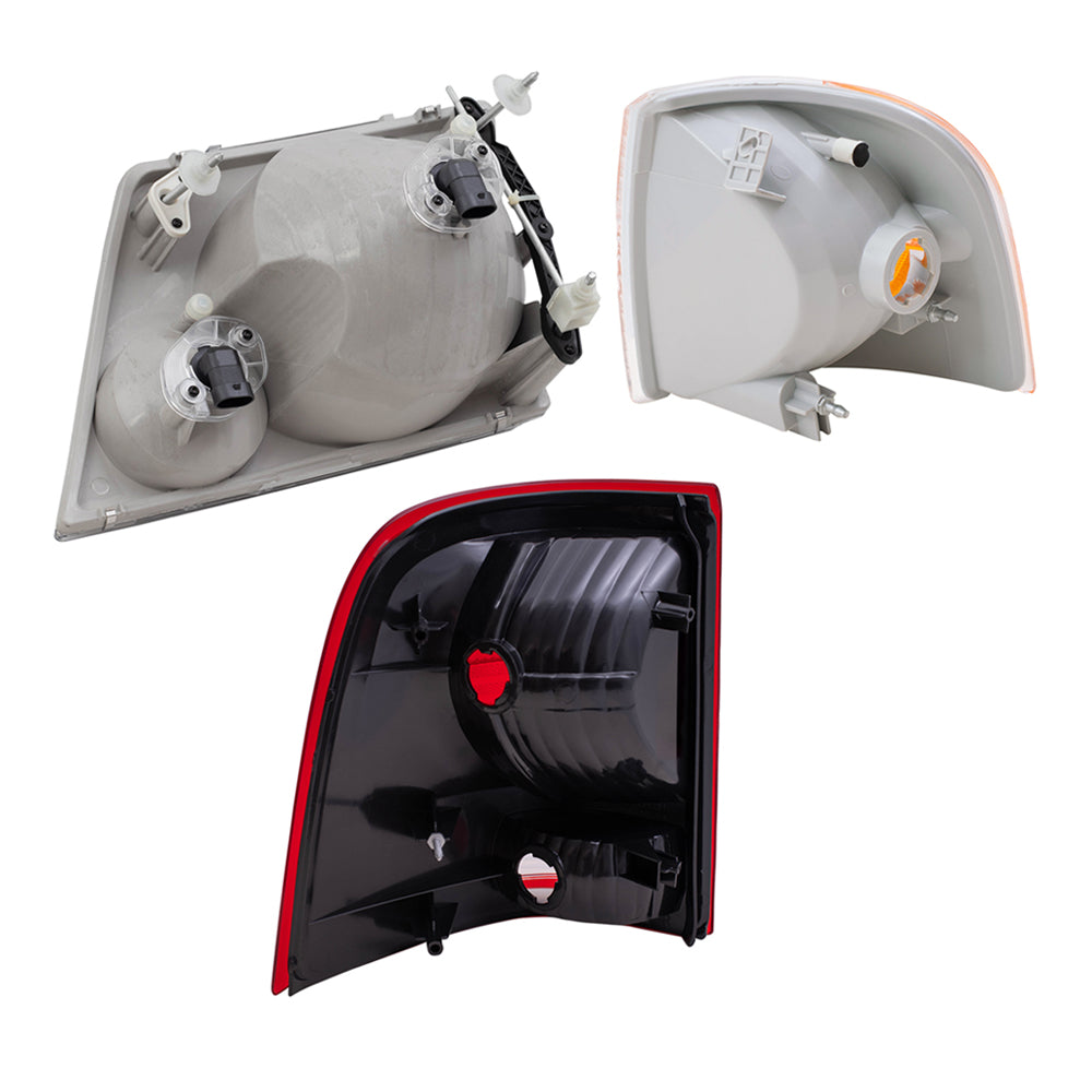 Brock Replacement Headlights Tail Lights and Park Signal Lights Compatible with 2002 2003 2004 2005 Explorer 4-Door