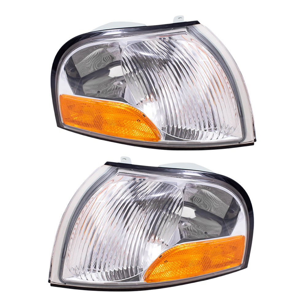 Brock Replacement Set Driver and Passenger Park Signal Corner Marker Lights Lamps Compatible with 1999-2000 Quest 1999-2002 Villager Van XF5Z13201AB XF5Z13200AB