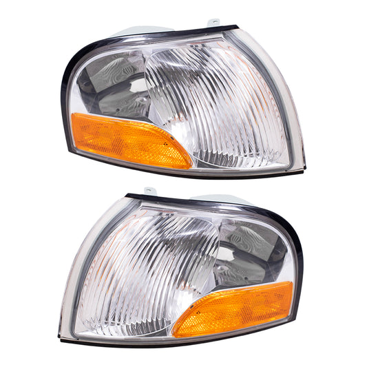 Brock Replacement Set Driver and Passenger Park Signal Corner Marker Lights Lamps Compatible with 1999-2000 Quest 1999-2002 Villager Van XF5Z13201AB XF5Z13200AB