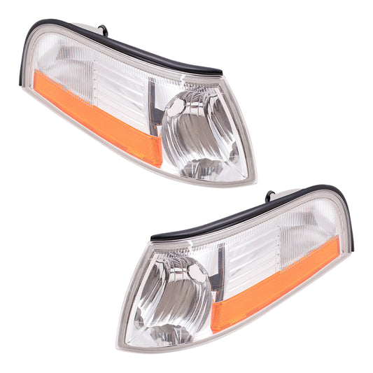 Brock Replacement Driver and Passenger Park Signal Side Marker Lights Compatible with 2003-2005 Grand Marquis 3W3Z13201AA 3W3Z13200AA