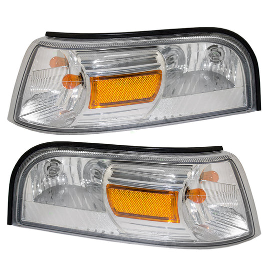 Brock Replacement Driver and Passenger Park Signal Side Marker Lights Lamps Lenses Compatible with 2006-2011 Grand Marquis 6W3Z13201AA 6W3Z13200AA