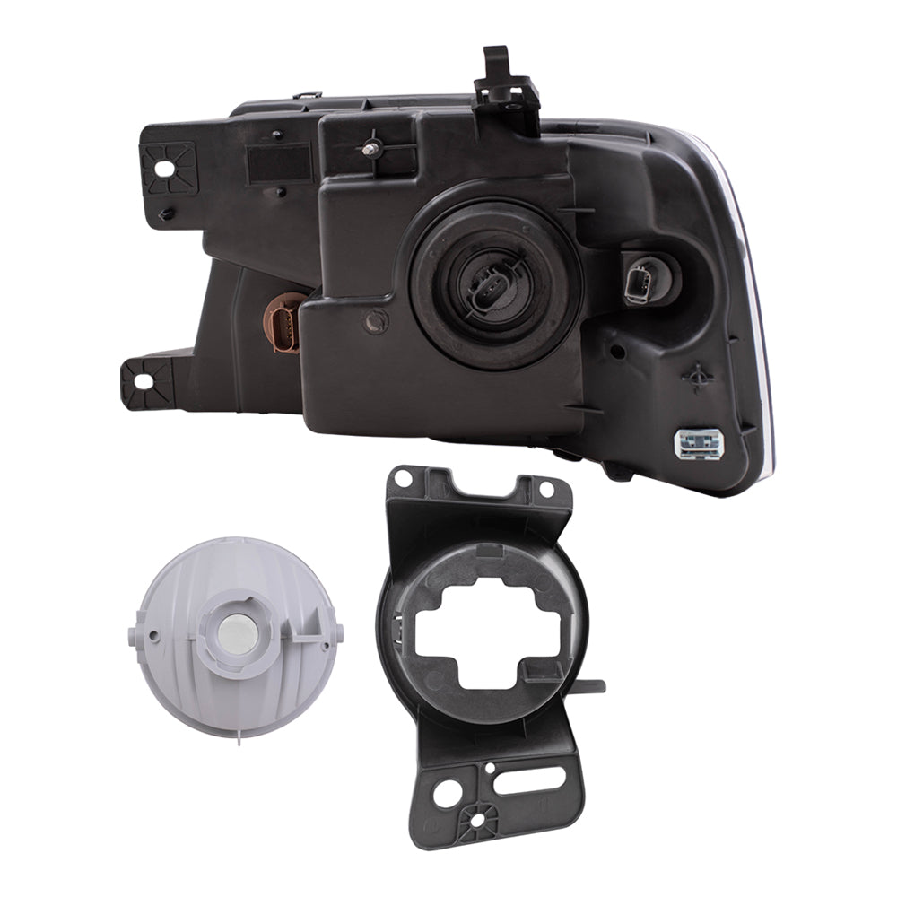 Brock Aftermarket Replacement Driver Left Passenger Right Headlights with Black Bezel-Round Fog Lights-Fog Light Mounting Brackets 6 Piece Set Compatible with 2006-2008 FD F-150