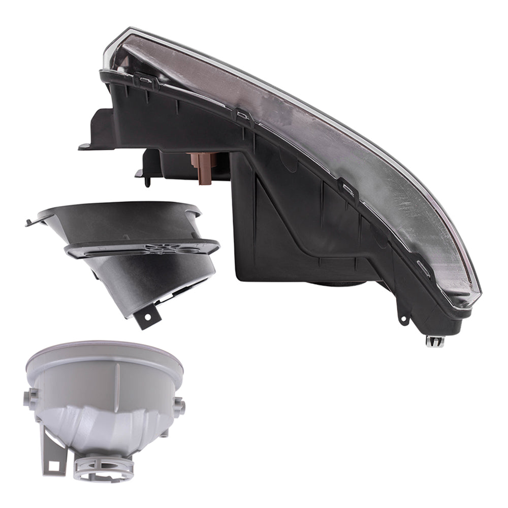 Brock Aftermarket Replacement Driver Left Passenger Right Headlights with Black Bezel-Round Fog Lights-Fog Light Mounting Brackets 6 Piece Set Compatible with 2006-2008 FD F-150