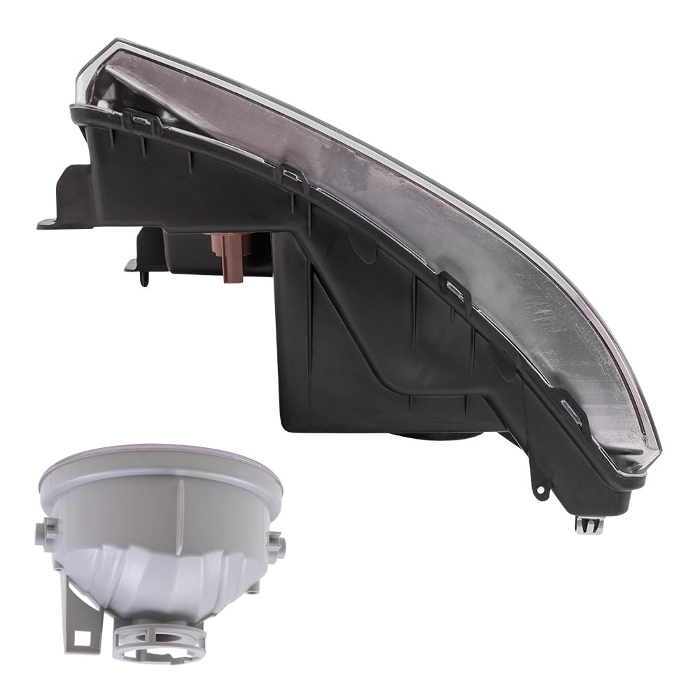 Brock Aftermarket Replacement Driver Left Passenger Right Headlights with Shadow Gray Bezel and Round Fog Lights 4 Piece Set Compatible with 2006-2008 Ford F-1500