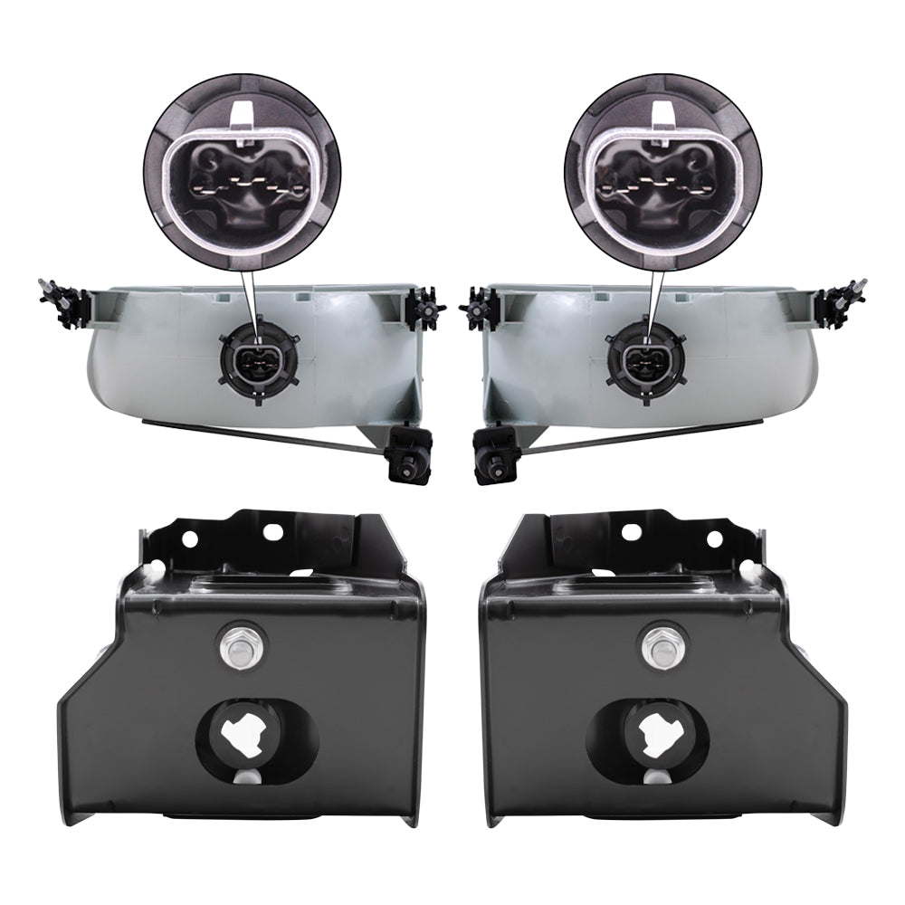 Brock Aftermarket Replacement Driver Left Passenger Right Halogen Headlight And Fog Light With Bracket 4 Piece Set Compatible with 1995-1998 Ford Explorer Except Limited