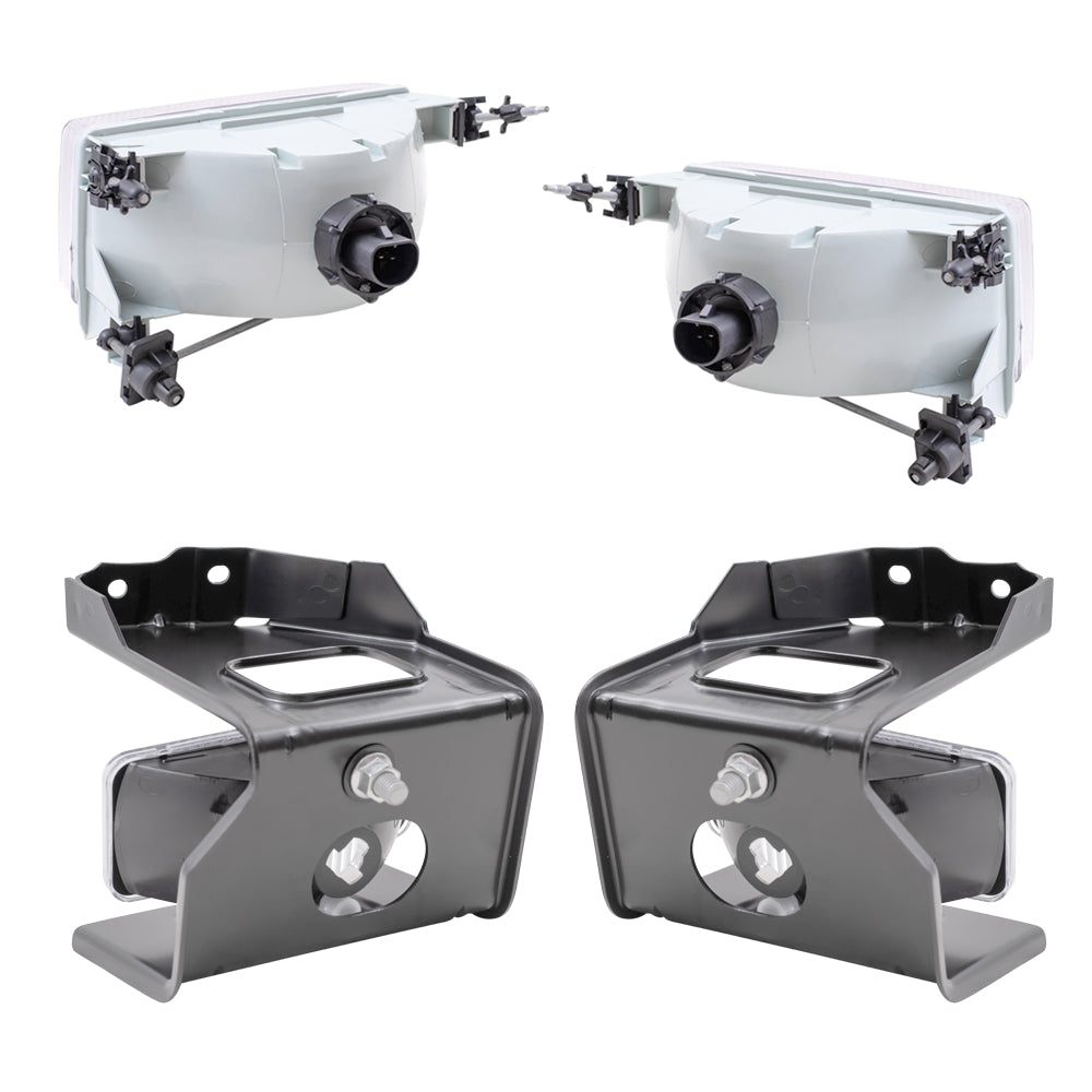 Brock Aftermarket Replacement Driver Left Passenger Right Halogen Headlight And Fog Light With Bracket 4 Piece Set Compatible with 1995-1998 Ford Explorer Except Limited