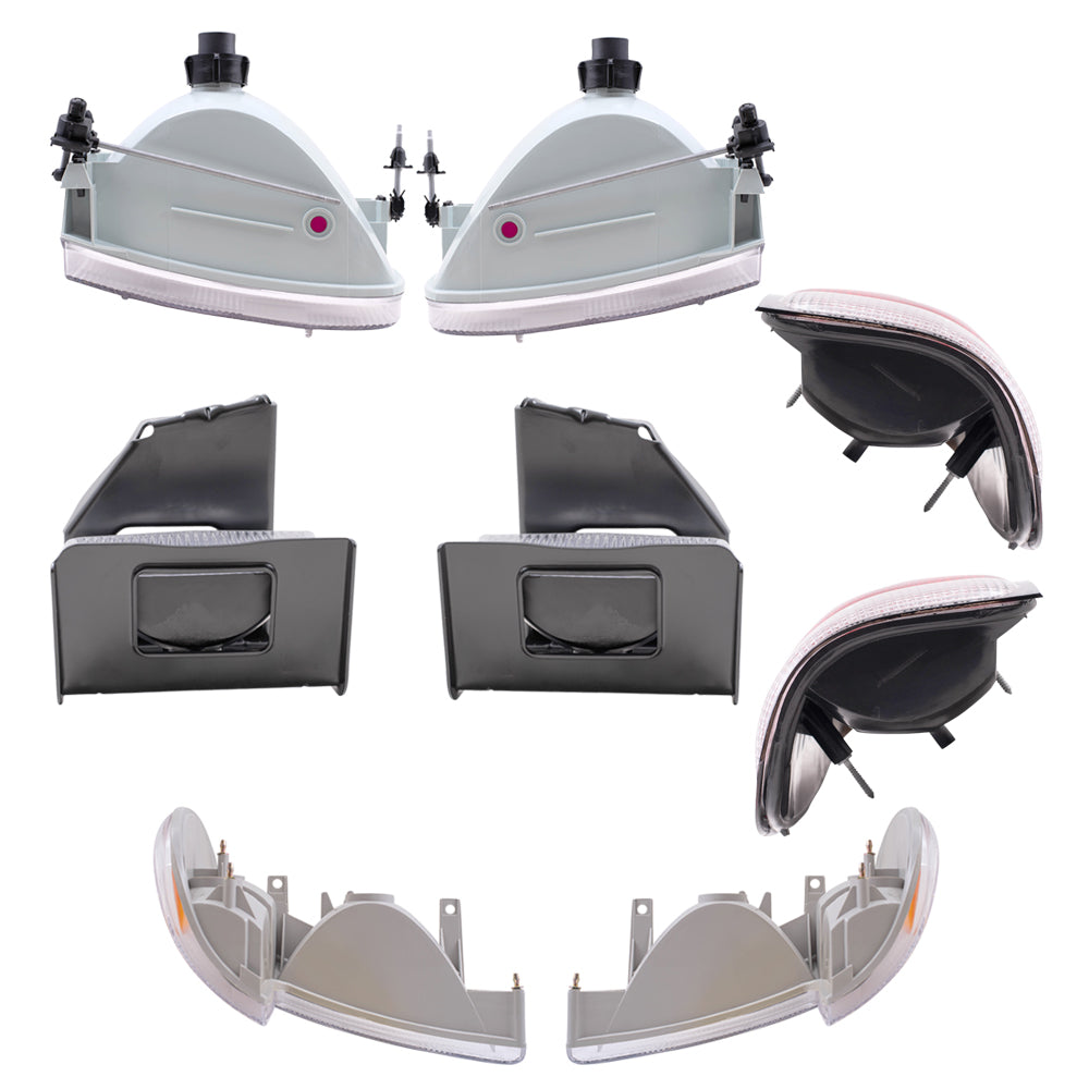 Brock Aftermarket Replacement Driver Left Passenger Right Headlight-Fog Light-Park/Signal/Side Marker Light-Tail Light 8 Piece Set Compatible with 1995-1997 Ford Explorer Except Limited