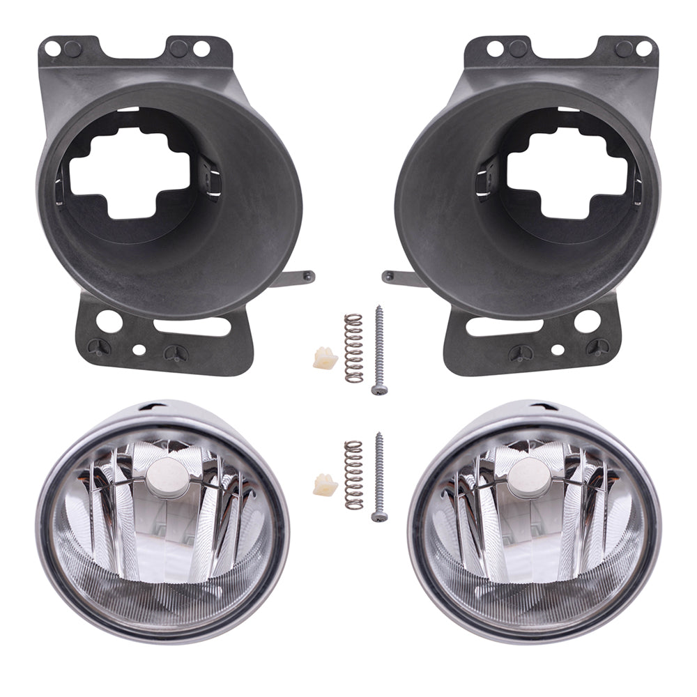Brock Aftermarket Replacement Driver Left Passenger Right Round Fog Lights and Round Fog Light Mounting Brackets 4 Piece Set Compatible with 2006-2008 Ford F-150