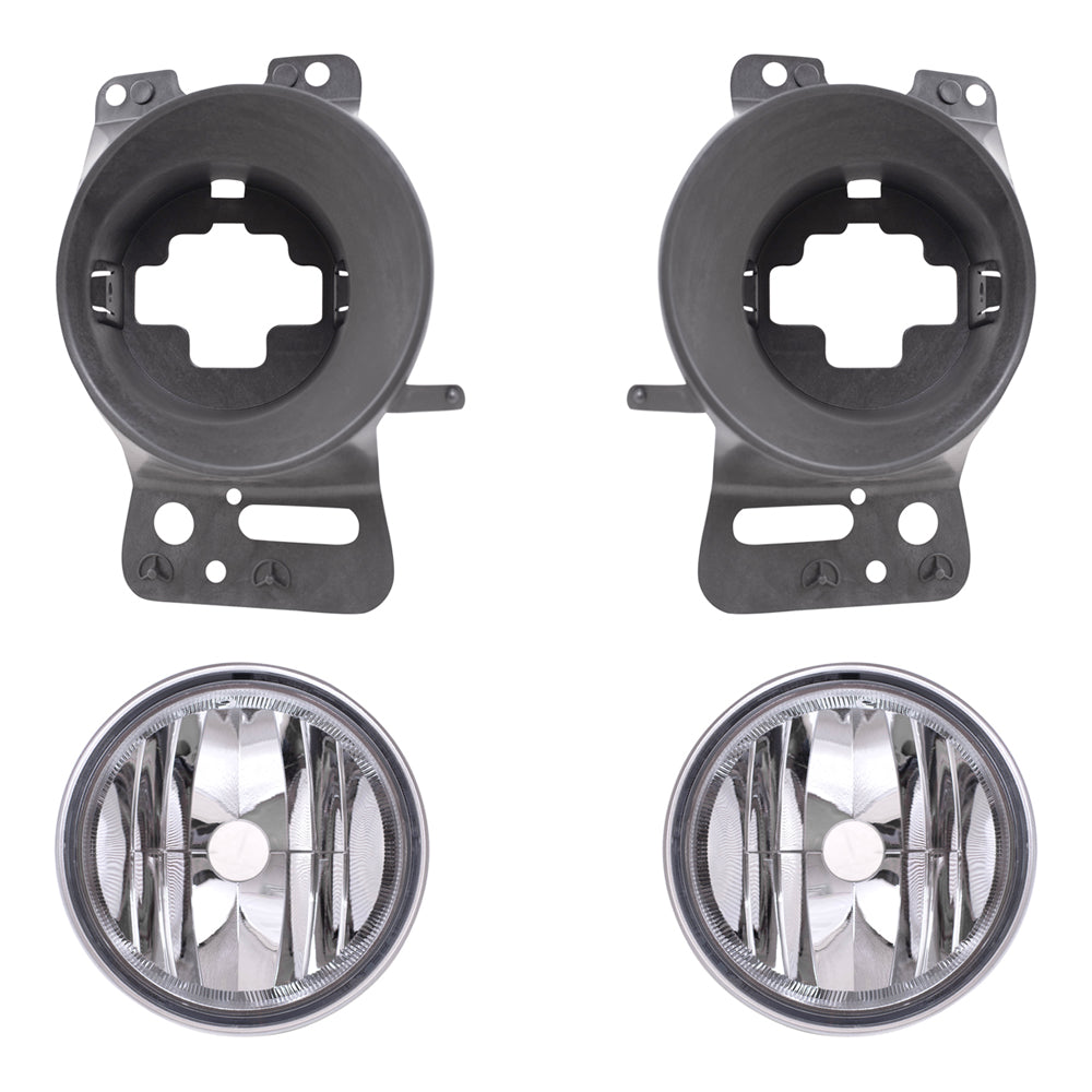 Brock Aftermarket Replacement Driver Left Passenger Right Round Fog Lights and Round Fog Light Mounting Brackets 4 Piece Set Compatible with 2006-2008 Ford F-150