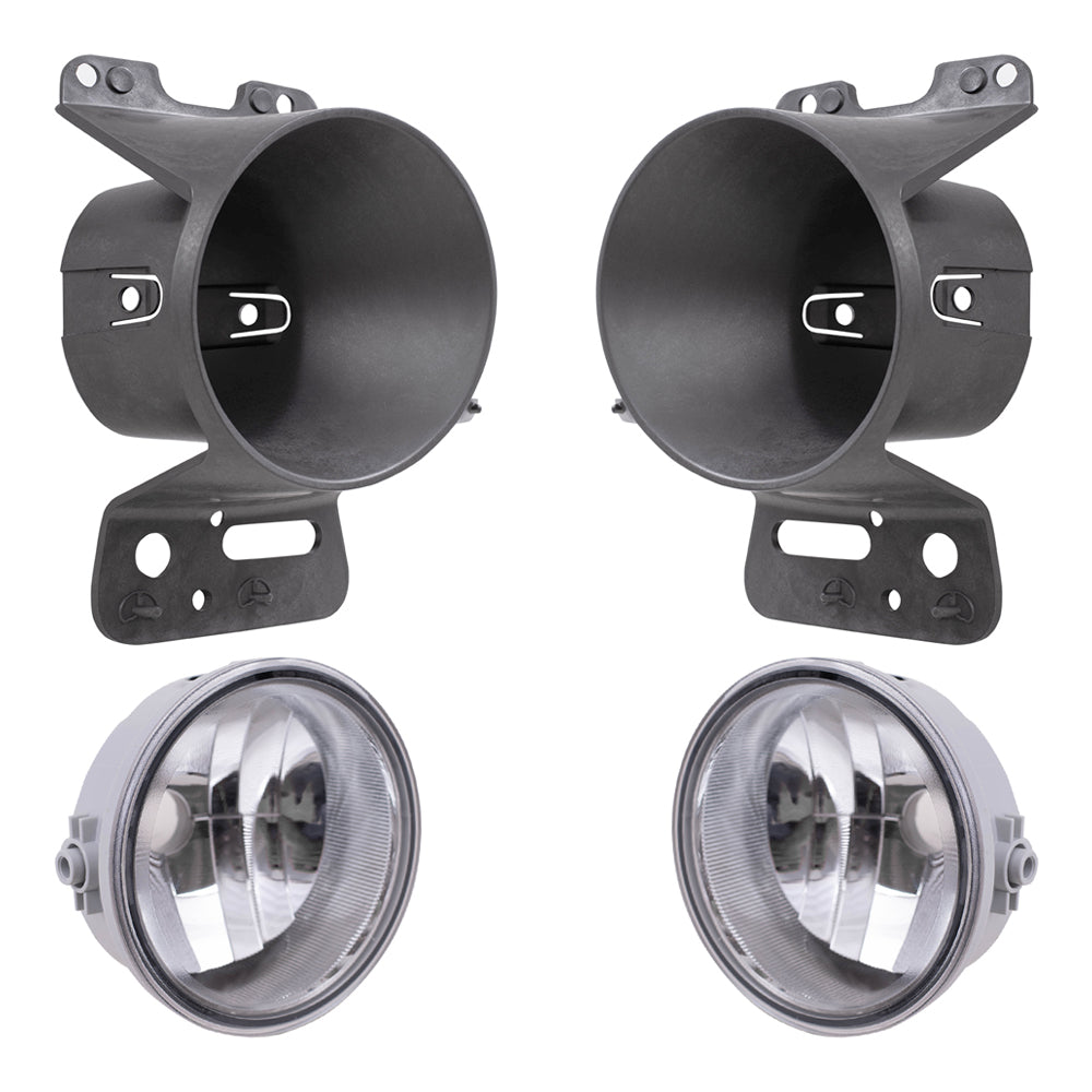 Brock Aftermarket Replacement Driver Left Passenger Right Round Fog Lights and Round Fog Light Mounting Brackets 4 Piece Set Compatible with 2006-2008 Ford F-150