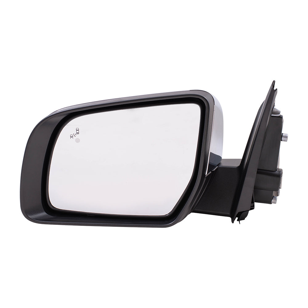 Brock Replacement Driver Side Power Mirror with Chrome Finish, Power Fold and Blind Spot Detection without Heat or Signal Compatible with 2019-2021 Ranger