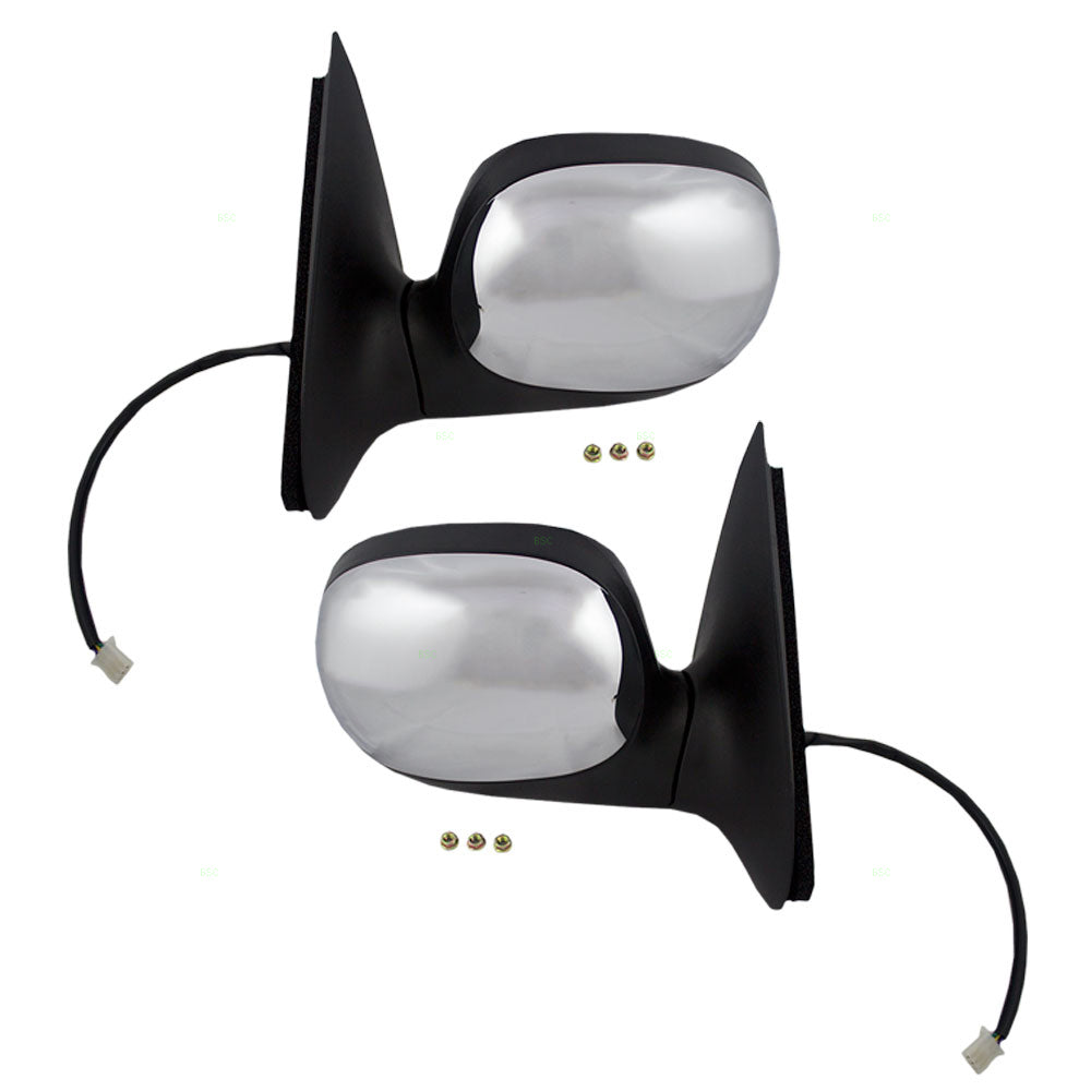 Brock Replacement Driver and Passenger Side Chrome Power Mirrors Manual Foldaway without Heat or Signal with Adapter Compatible with 1997-2003 F-150/ 2004 F-150 Heritage/ 1997-1999 F-250 Light Duty