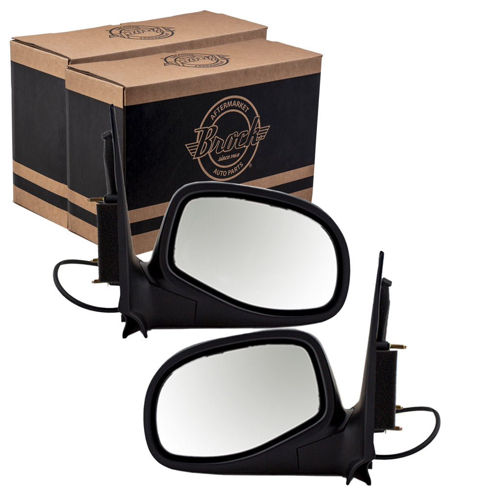 Brock Replacement Driver and Passenger Side Power Mirrors Paint to Match Black without Heat Compatible with 1993-2005 Ranger & 1996-2002 B-Series Trucks