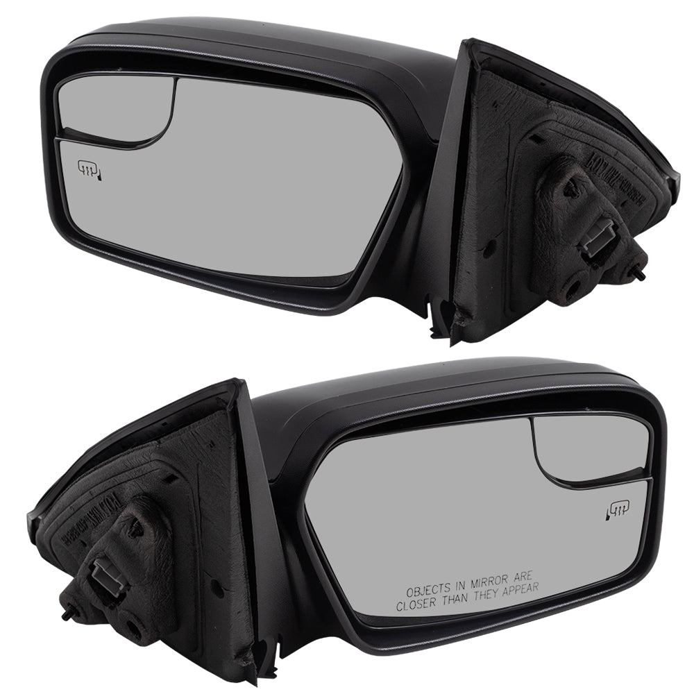 Brock Aftermarket Replacement Part Driver & Passenger  Power Mirror Paint to Match Black with Heat without Puddle Light-Blind Spot Information System Compatible with 2011-2012 Ford Fusion