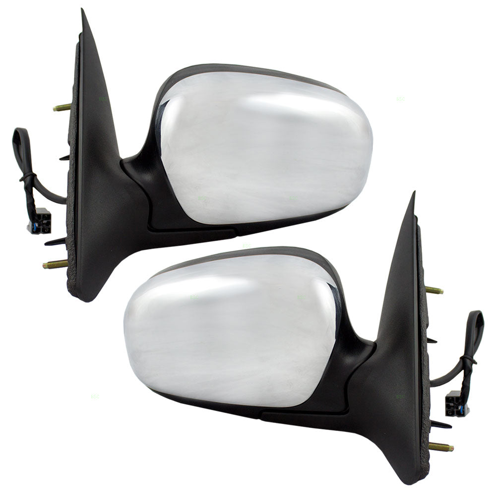 Brock Replacement Driver and Passenger Performance Upgrade Power Side View Mirrors Heated w/ Chrome Covers Compatible with 98-08 Crown Victoria Grand Marquis 6W7Z17683BA 6W7Z17682BA