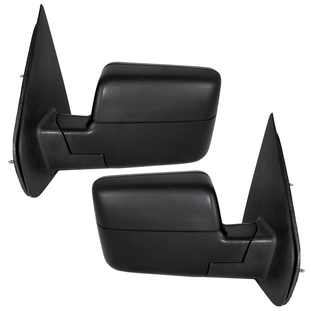 Brock Replacement Driver and Passenger Side Pedestal Type Power Mirrors Textured Black with Heat, Signal and Manual Folding without Memory, Puddle Light or Auto Dim Compatible with 2007-2008 F-150