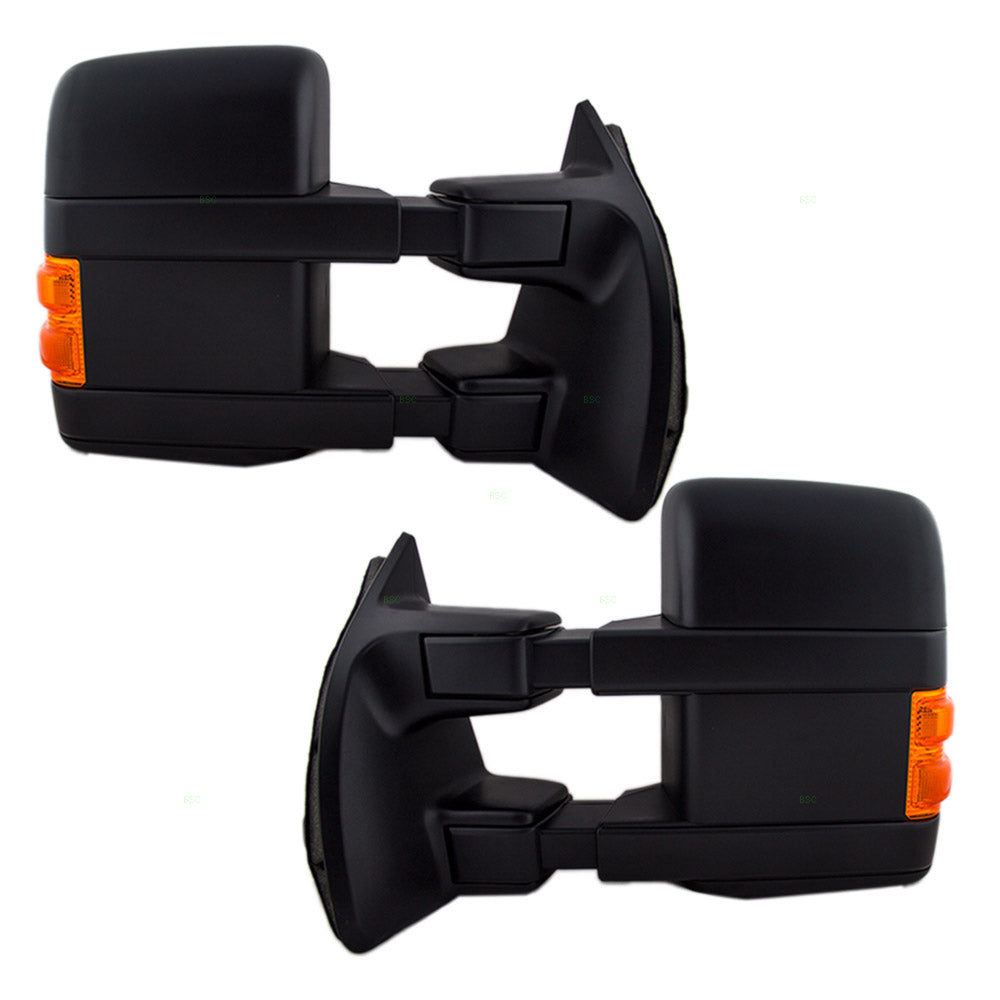 Driver and Passenger Power Tow Side Mirror Heated Signal Manual Telescopic Replacement for Ford Pickup Truck 8C3Z 17683 BC 8C3Z 17682 BC