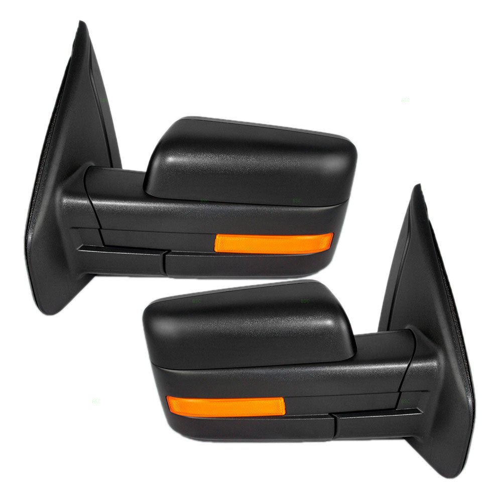 BROCK Driver and Passenger Power Side View Mirrors Heated Signal Reflector Textured Pedestal Type Replacement for 09-14 Ford F-150 Pickup Truck 9L3Z17683CB 9L3Z17682CB BL3Z17682CA