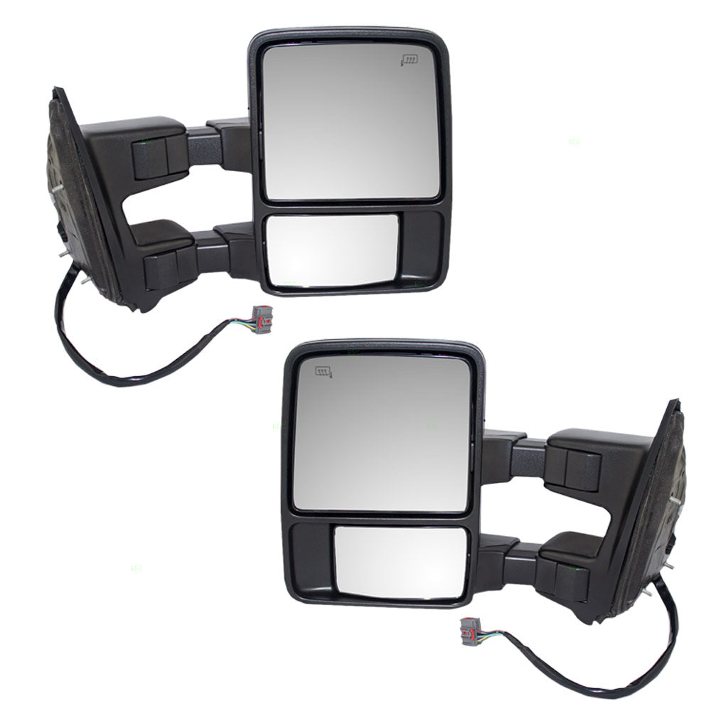 Driver & Passenger Power Tow Mirror Heated Signal Memory Clearance Lamp Telescopic Replacement for Ford Pickup Truck 7C3Z17683EC 7C3Z17682EB