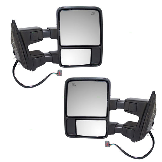 Driver & Passenger Power Tow Mirror Heated Signal Memory Clearance Lamp Telescopic Replacement for Ford Pickup Truck 7C3Z17683EC 7C3Z17682EB