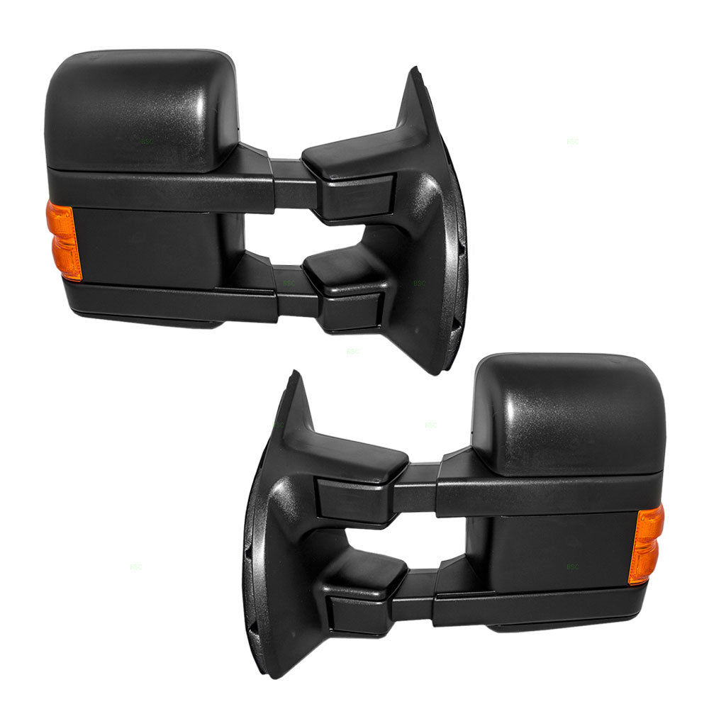 Driver & Passenger Power Tow Mirror Heated Signal Memory Clearance Lamp Telescopic Replacement for Ford Pickup Truck 7C3Z17683EC 7C3Z17682EB