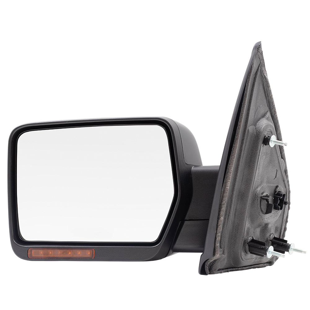 Brock Replacement Driver Side Pedestal Type Power Mirror Paint to Match Black with Heat, Signal, Memory, Reflector and Manual Folding Compatible with 2009-2014 F-150