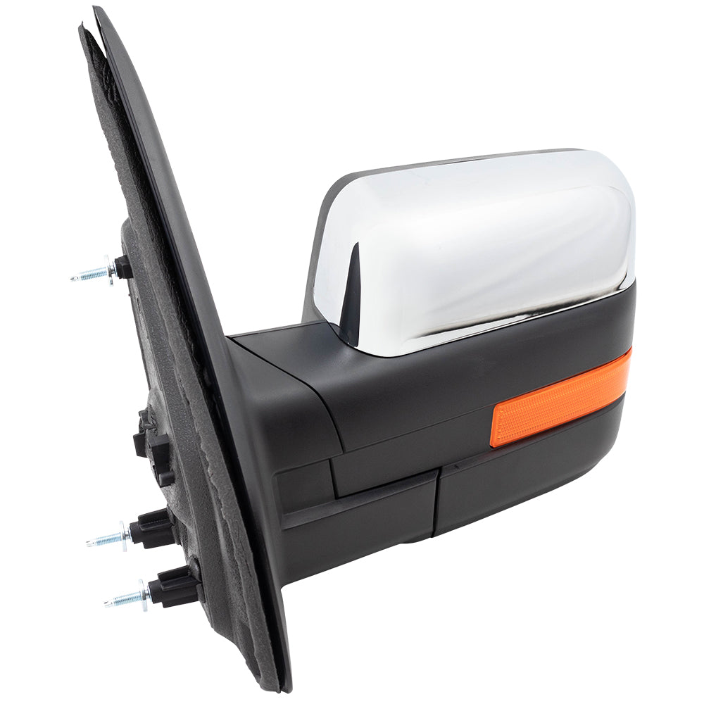 Brock Aftermarket Replacement Driver Left Power Mirror Chrome Cover with Heat-Signal-Memory-Reflector-Manual Folding Compatible with 2009-2014 Ford F-150