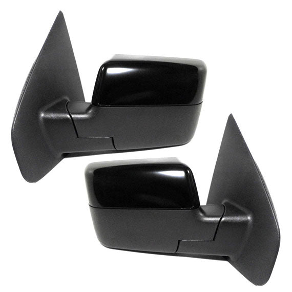 Brock Replacement Driver and Passenger Side Pedestal Type Power Mirrors Paint to Match Black with Heat, Signal and Manual Folding W/O Memory, Puddle Light or Auto Dim Compatible with 2007-2008 F-150