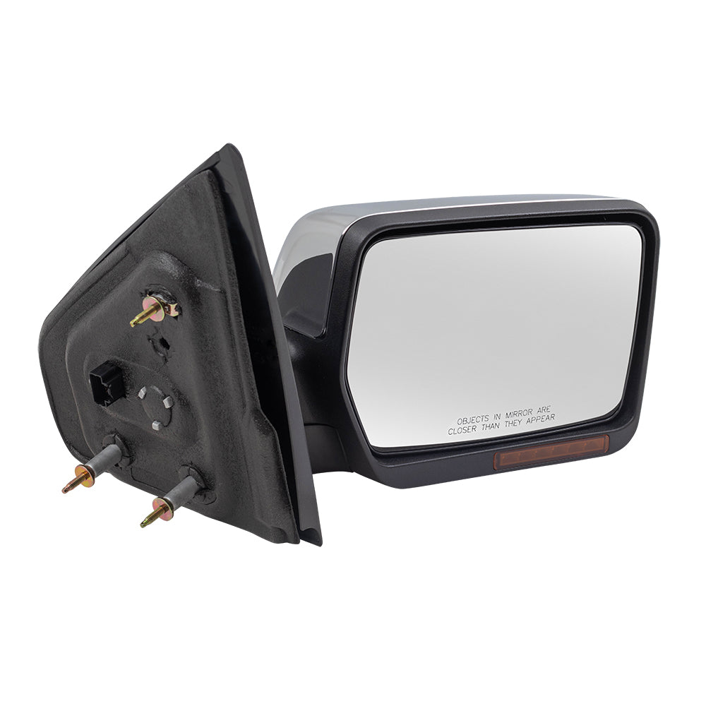 Brock Replacement Driver and Passenger Side Chrome Power Mirrors with Heat, Signal, Memory and Manual Folding without Puddle Light or Auto Dim Compatible with 2007-2008 F-150