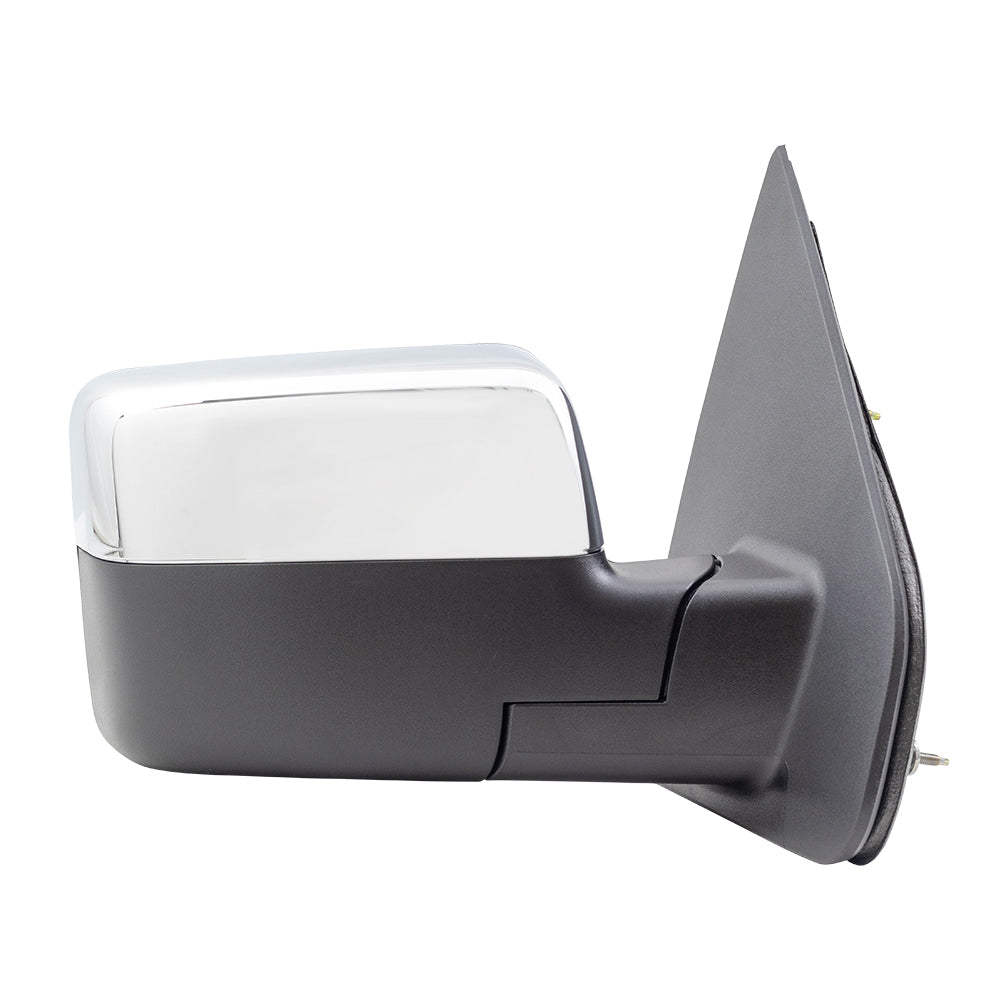 Brock Replacement Driver and Passenger Side Chrome Power Mirrors with Heat, Signal, Memory and Manual Folding without Puddle Light or Auto Dim Compatible with 2007-2008 F-150