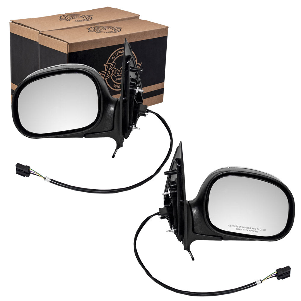 Driver and Passenger Power Side View Mirrors Heated with Chrome Covers Replacement for 1997-2002 Expedition