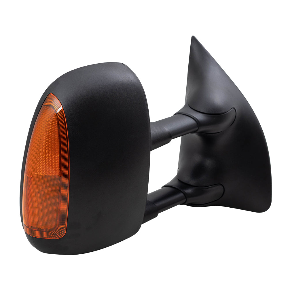 Brock Replacement Passengers Power Tow Telescopic Performance Mirrors Heated Signal Dual Arms Textured Compatible with 2003-2007 F250 F350 F450 Super Duty Pickup Truck
