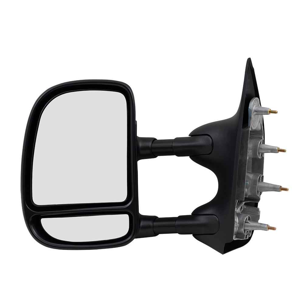 Brock Replacement Drivers Manual Tow Telescopic Side View Mirror Dual Arms Double Swing Compatible with 03-16 E-Series Van 7C2Z17683DA