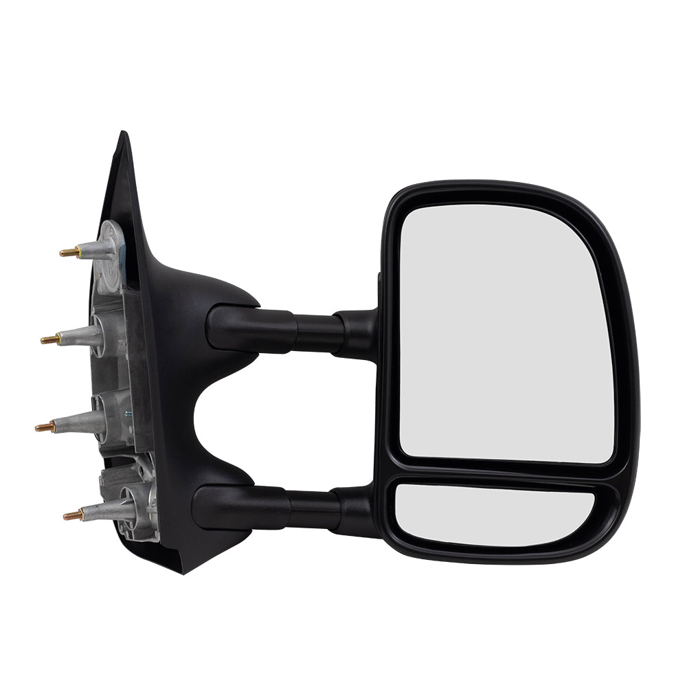 Brock Replacement Passengers Manual Tow Telescopic Side View Mirror Dual Arms Double Swing Compatible with 03-16 E-Series Van 7C2Z17682DA