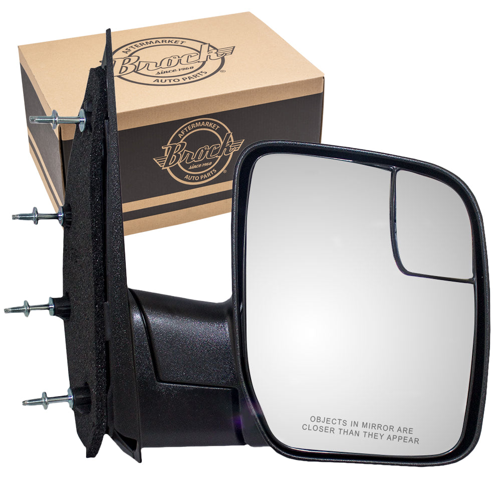 Manual Sail Type Mirror fits 03-14 Ford E-Series Van Passenger w/ Spotter Glass