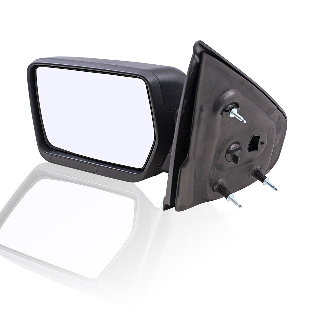 Brock Replacement Driver Side Manual Mirror Textured Black w/ Reflector w/o Spotter Glass Performance Upgrade Compatible with 09-14 F150
