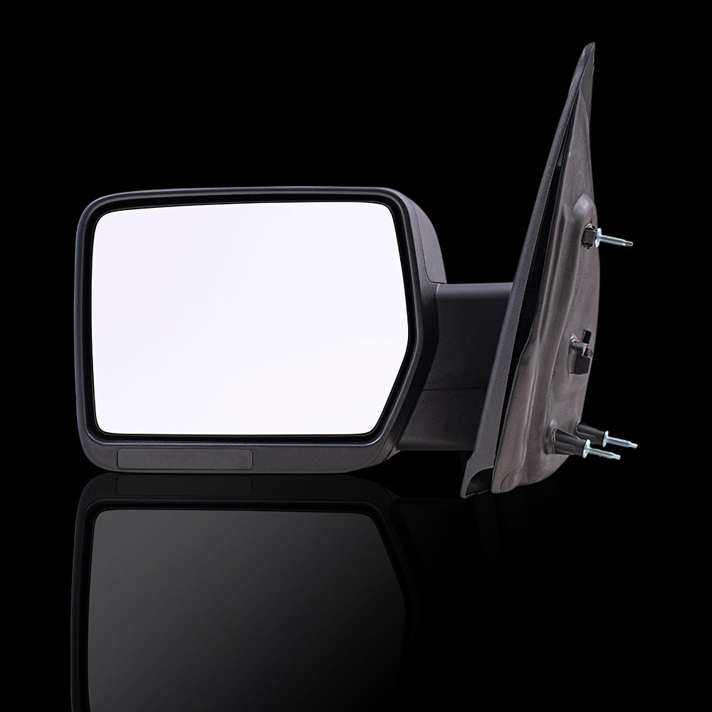 Brock Replacement Driver Side Manual Mirror Textured Black w/ Reflector w/o Spotter Glass Performance Upgrade Compatible with 09-14 F150