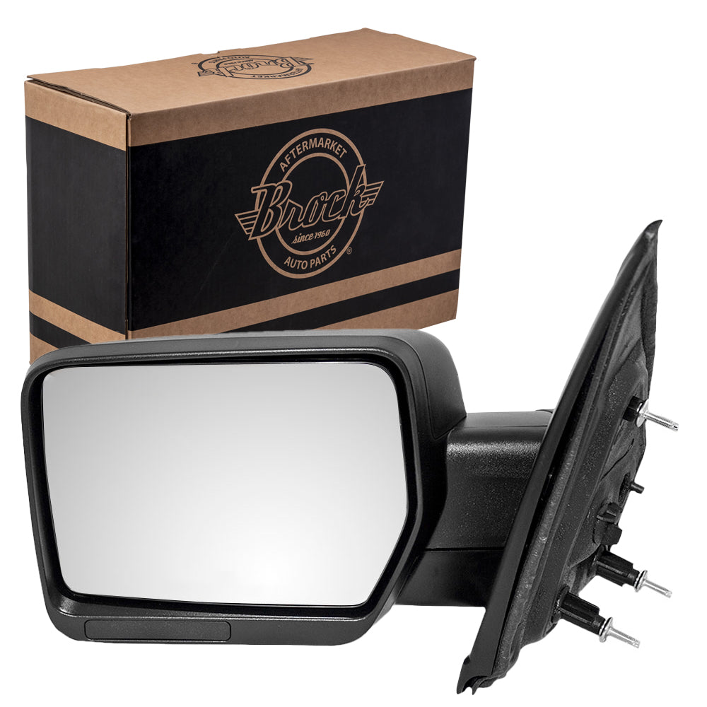 Brock Replacement Driver Side Standard Type Manual Mirror Textured Black without Spotter Glass Compatible with 2009-2010 F-150