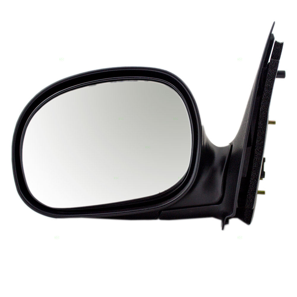Drivers Manual Side View Contour Type Mirror with Chrome Cover Replacement for 1997-2002 F150 F250 Light Duty Pickup Truck